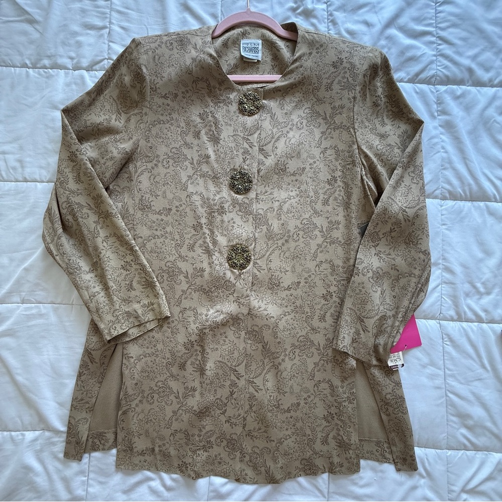 Vintage R&M Richards by Karen Wong Gold Jacquard Jacket Size 12 Deadstock